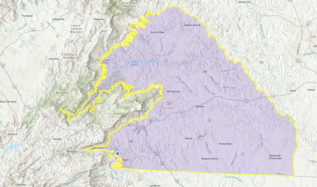 Tryon Foothills AVA Map